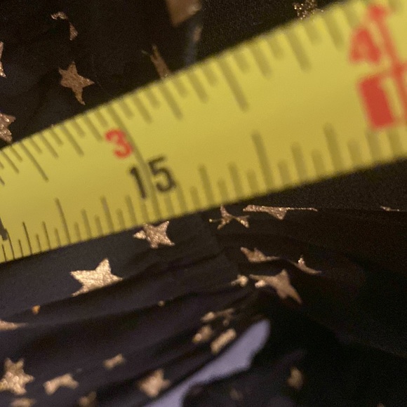 IF BY SEA - black shorts romper s/s w gold stars sheer mesh overlay, deepV - L - Picture 8 of 16